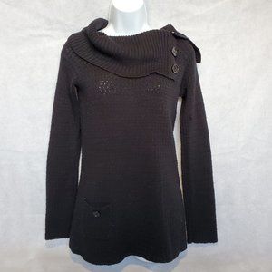 JJ Original Cowl Button Neck Black Sweater Size Medium